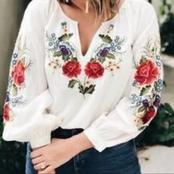 Rare Anthropologie Mira Embroidered Peasant Blouse NWOT Medium - Picture 2 of 16